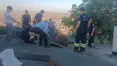 Çatıda mahsur kalan inek itfaiye ekiplerince kurtarıldı