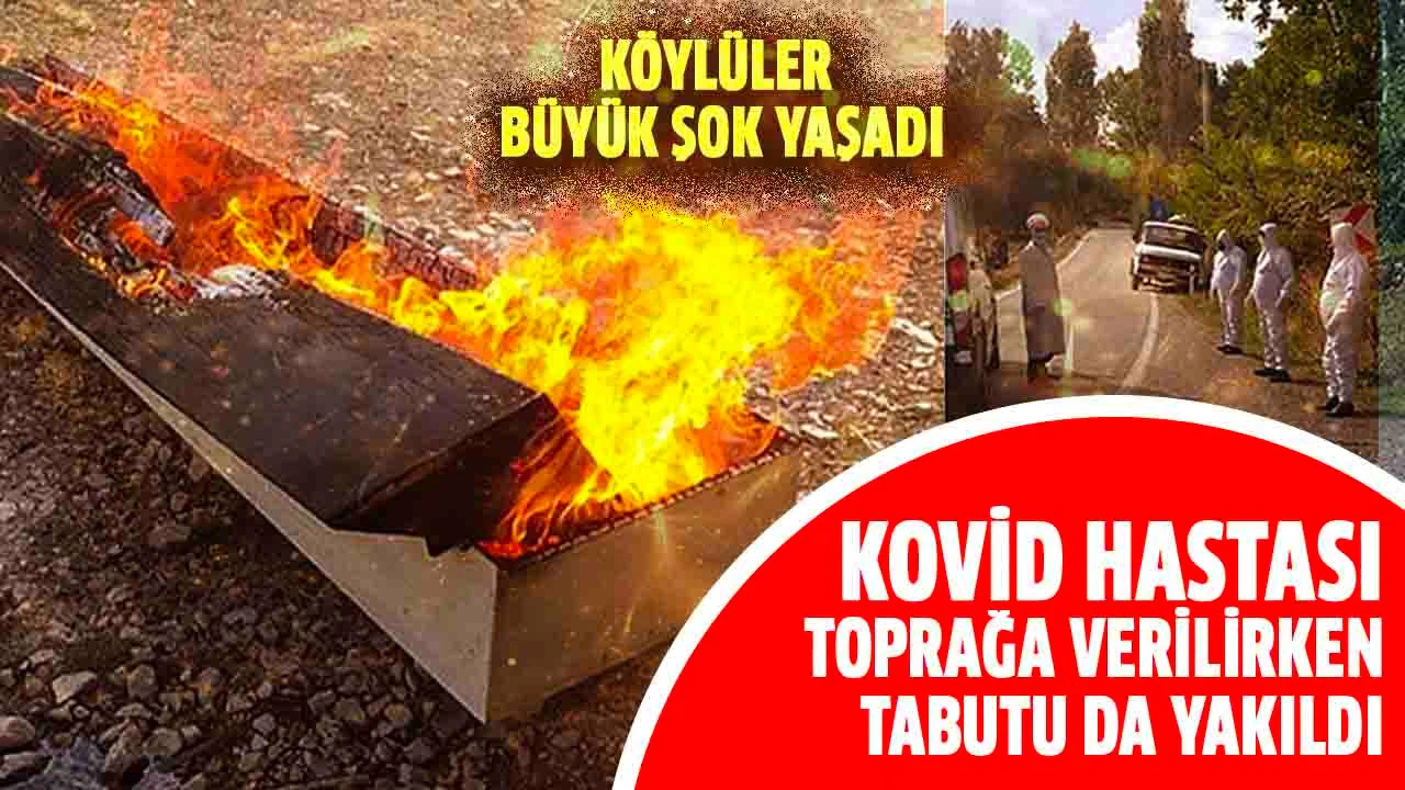 Kütahya'da Kovid hastası toprağa verilirken, tabutu da yakıldı