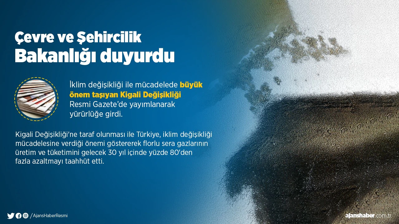 Türkiye iklim değişikliğini olumsuz etkileyen florlu sera gazlarının azaltımı için Kigali Değişikliği'ni onayladı
