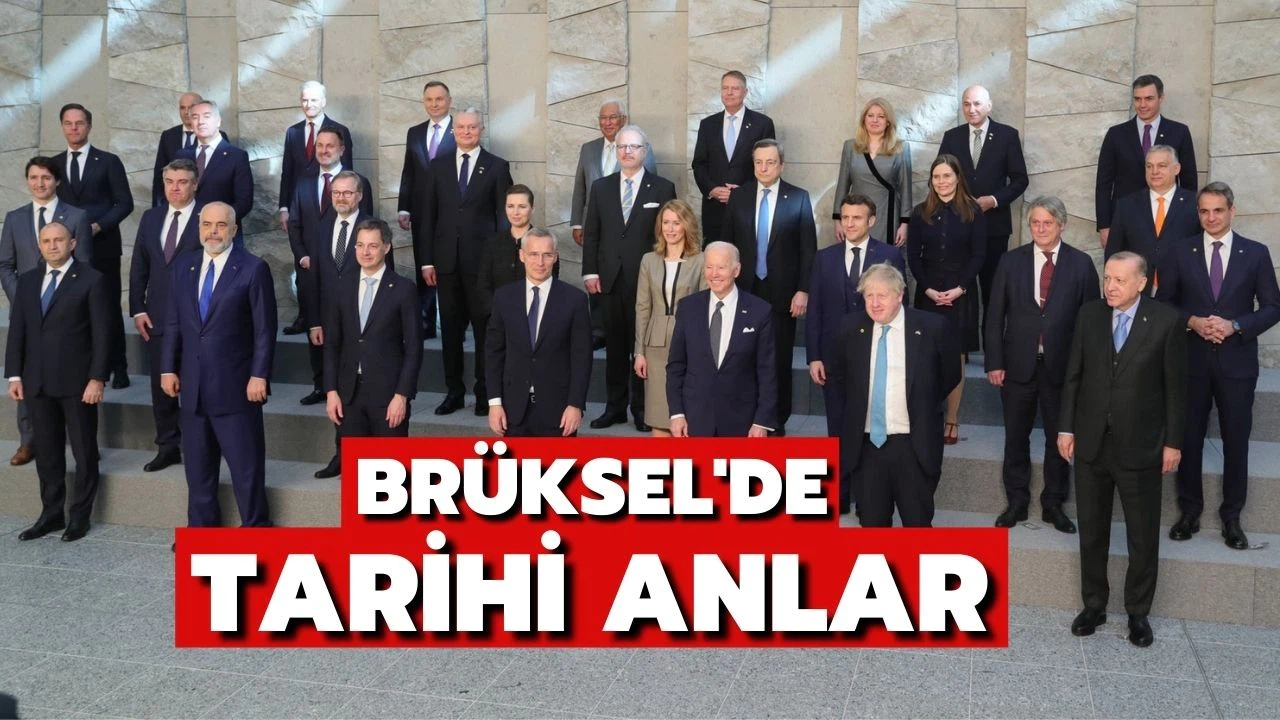 Cumhurbaşkanı Erdoğan, NATO Olağanüstü Liderler Zirvesi'nde aile fotoğrafı çekimine katıldı