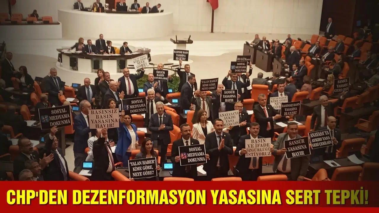 CHP'li vekillerden Genel Kurul'da Dezenformasyon Yasası protestosu!
