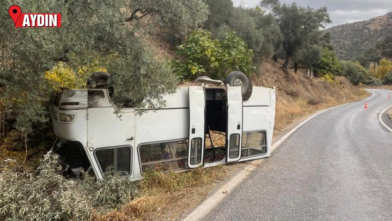 Aydın'da tarım işçilerini taşıyan minibüsün devrildi, 10 kişi yaralandı