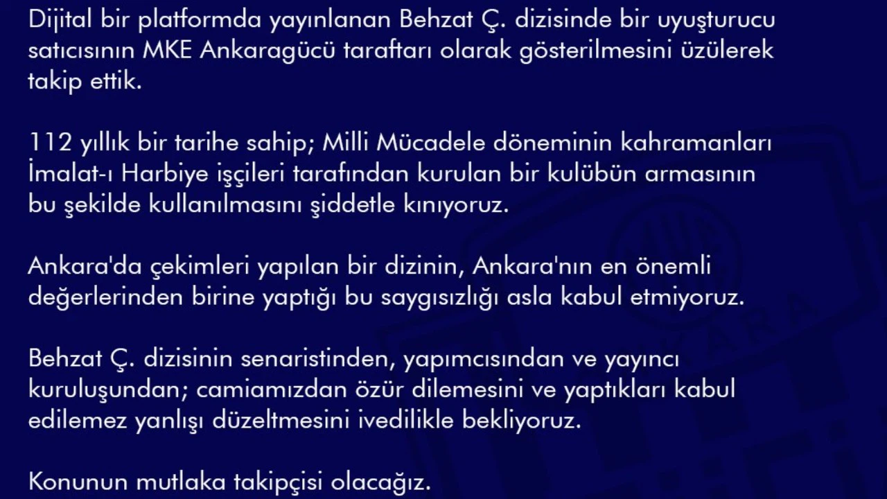 Ankaragücü'nden Behzat Ç. tepkisi! "Özür Dileyin"