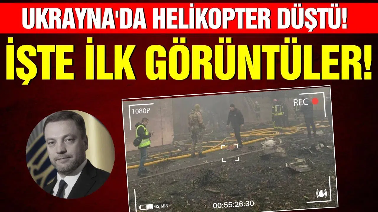 Ukrayna'daki helikopter kazasından ilk görüntüler