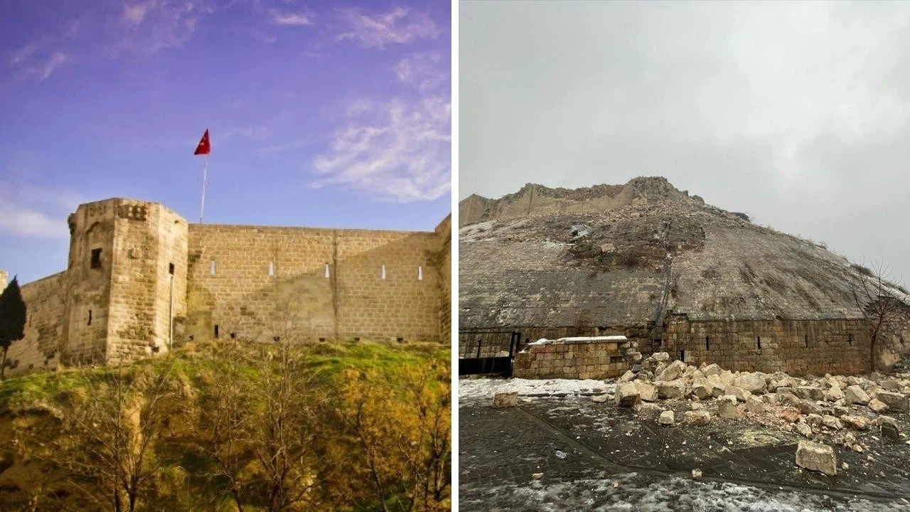 Depremde tarihi Gaziantep Kalesi büyük hasar gördü