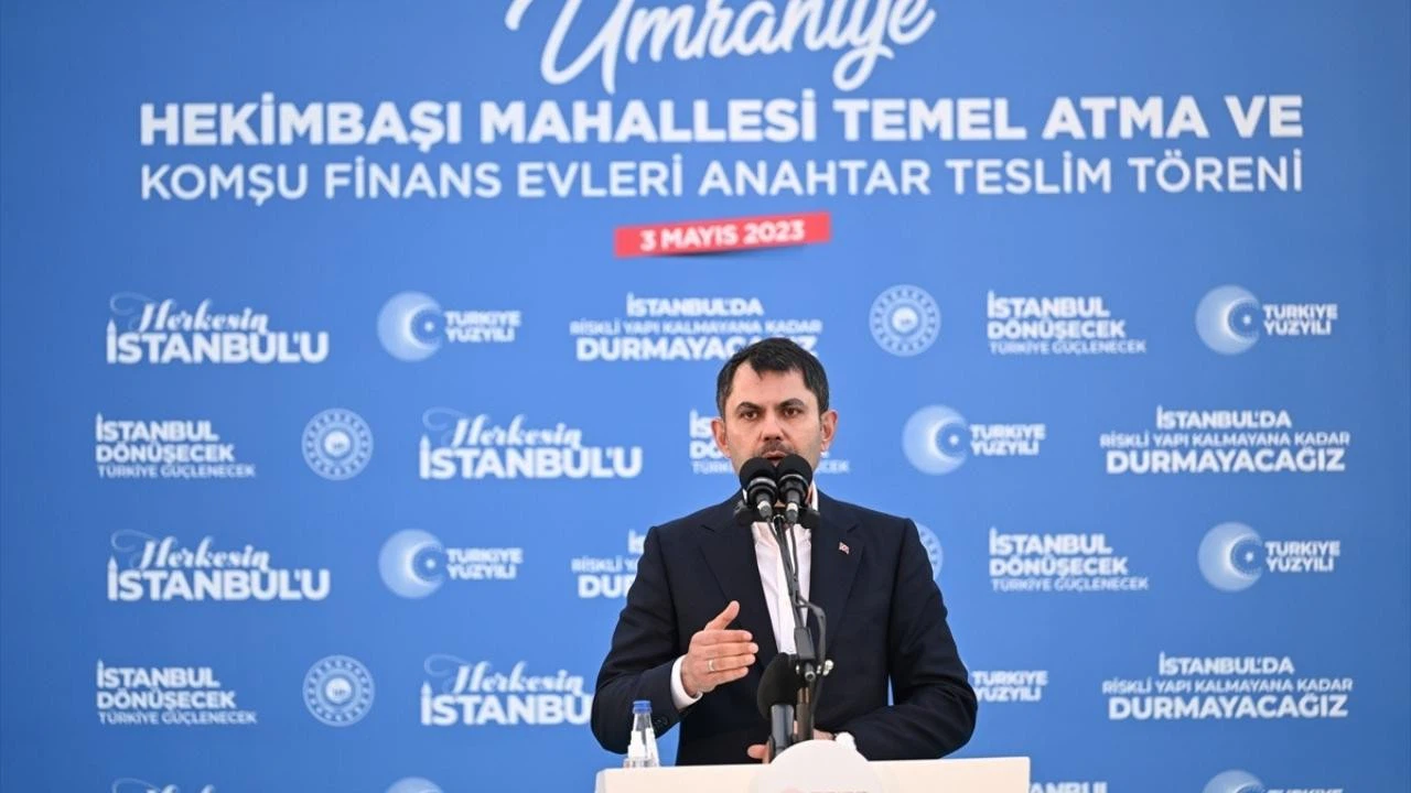 Bakan Kurum, Ümraniye'de temel atma ve anahtar teslim töreninde konuştu