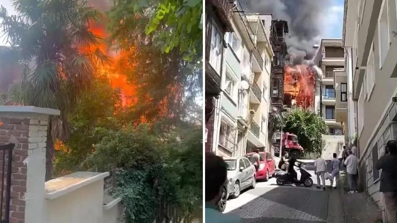 İstanbul'da 3 katlı ahşap binada yangın!