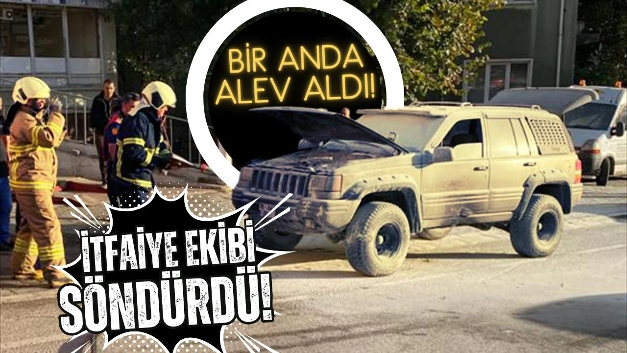 Seyir halindeki cip yandı!