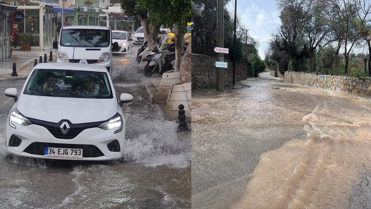 Bodrum'da sağanak; dere taştı, mahsur kalan 4 kişi kurtarıldı
