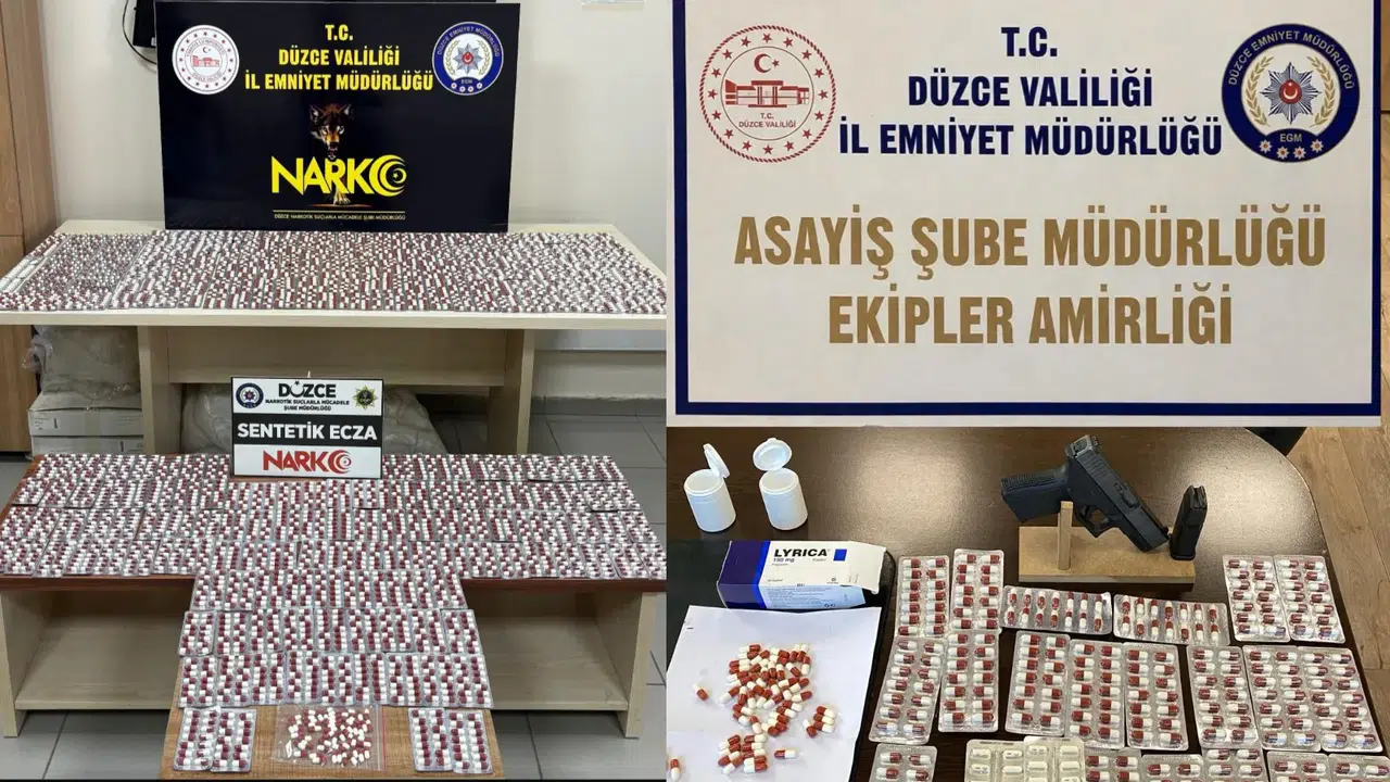Düzce’de uyuşturucu operasyonu: Piyasa değeri 1 milyon liralık sentetik ecza ele geçirildi