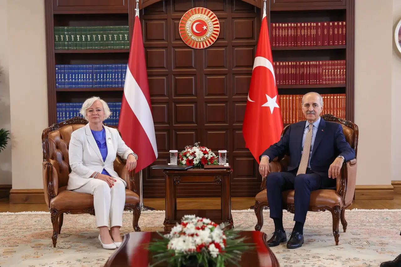 TBMM Başkanı Kurtulmuş, Letonya Parlamentosu Başkanı Mierina ile görüştü