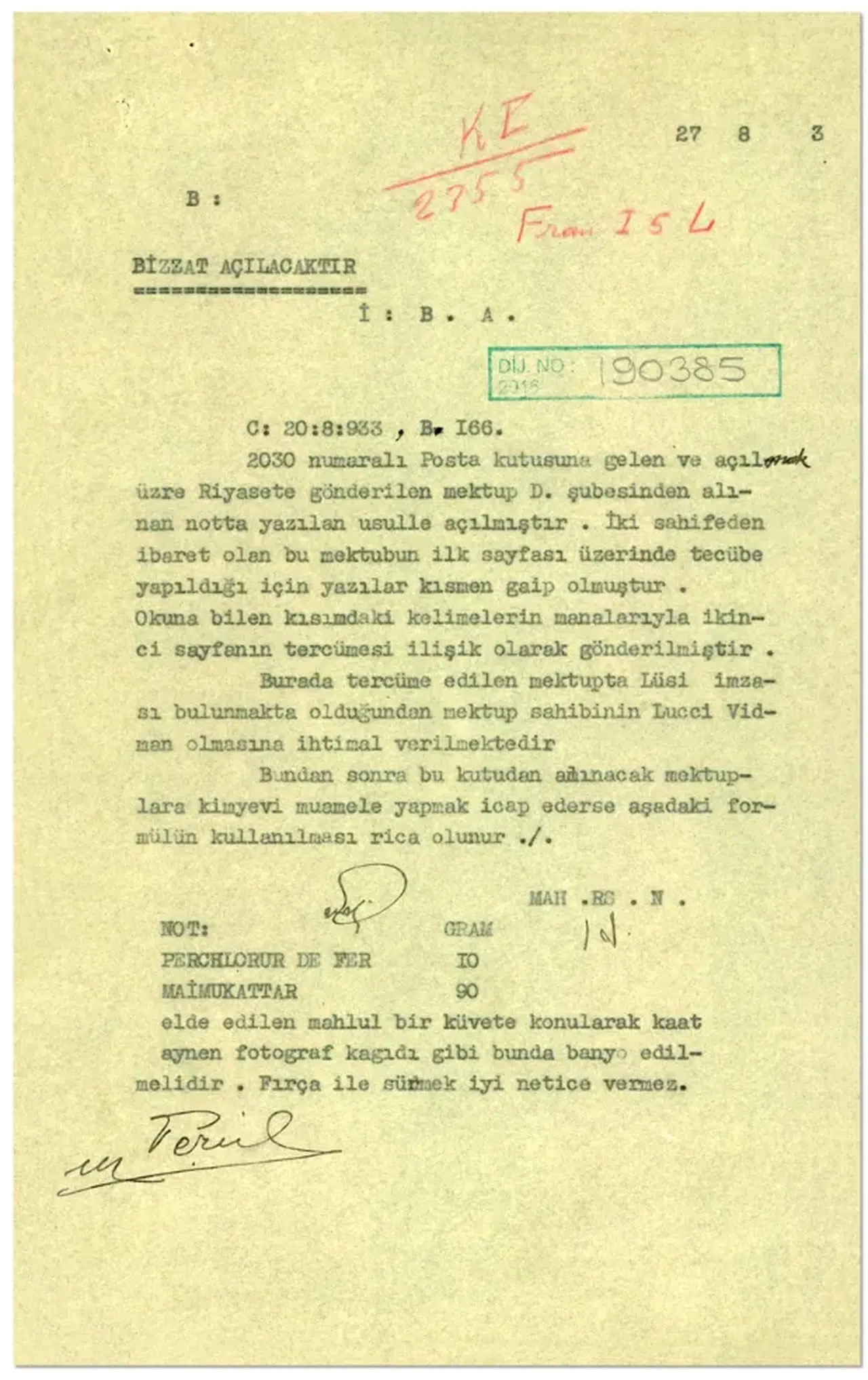 MİT, 1933 yılına ait “gizli mektup açma” formülünü paylaştı
