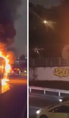 Beşiktaş’ta seyir halindeki metrobüste yangın çıktı