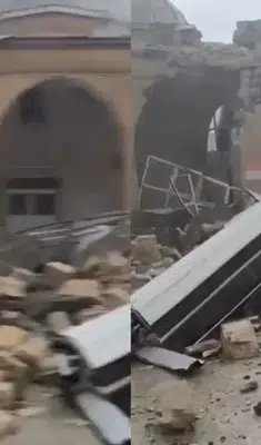 Şanlıurfa Birecik’te fırtına ve dolu: Caminin minaresi yıkıldı