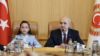 TBMM Başkanı Kurtulmuş, Milli Eğitim Bakanı Tekin ve beraberindeki çocukları kabul etti.