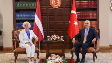 TBMM Başkanı Kurtulmuş, Letonya Parlamentosu Başkanı Mierina ile görüştü