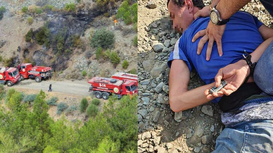 Ormanı yaktığı iddia edilen bir kişi elinde çakmakla yakalandı