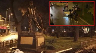 Kadıköy'de bulunan Alex de Souza'nın heykeline otomobil çarptı