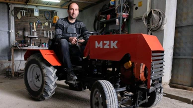 Evinin garajında 10 vitesli mini traktör yaptı