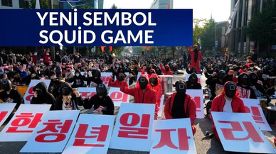 Güney Koreli işçilerden Squid Game'li protesto!