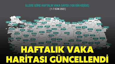 Haftalık vaka haritası güncellendi