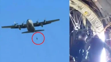 Paraşütü açılmayan Yunan komandosu uçakta asılı kaldı