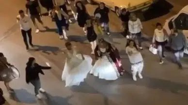Bursa'da gelinlik giyen damat, geline taş çıkarttı