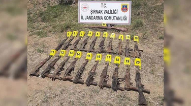 Silopi kırsalında toprağa gömülü 20 Kalaşnikov ve bir keskin nişancı tüfeği ele geçirildi