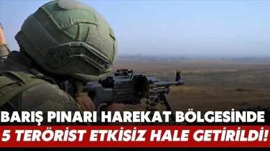 Barış Pınarı bölgesinde 5 PKK/YPG'li terörist etkisiz hale getirildi!