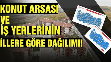 Konut arsası ve iş yerlerinin illere göre dağılımı!