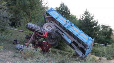 Bolu'da devrilen traktörün sürücüsü öldü!