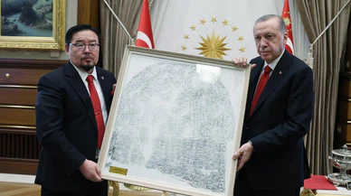 Cumhurbaşkanı Erdoğan, Moğolistan Ulusal Büyük Kuralı Başkanı Gombojav'u kabul etti!