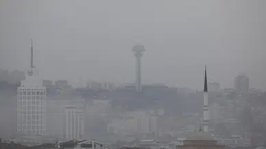 Başkentteki yoğun sis drone ile görüntülendi