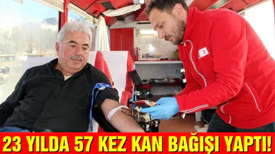 23 yılda 57  kez kan bağışı yaptı!
