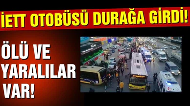 Bahçelievler'de İETT otobüsü durağa daldı!