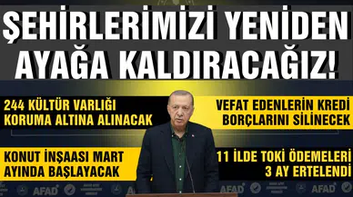 Cumhurbaşkanı Erdoğan: Şehirlerimizi yeniden ayağa kaldıracağız"