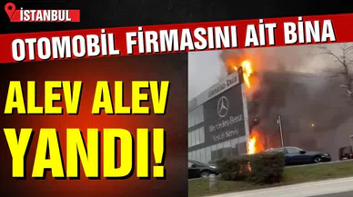 Esenyurt’ta otomobil firmasına ait yetkili servis binası alev alev yandı