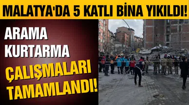 Malatya'da 5 katlı bina yıkıldı! Arama kurtarma çalışmaları tamamlandı!