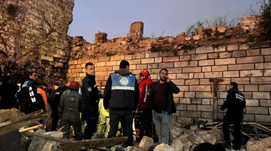 Bizans surlarında çökme meydana geldi! 1 kişi yaralandı