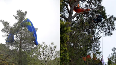Yamaç paraşütleri rüzgara yenik düştü!