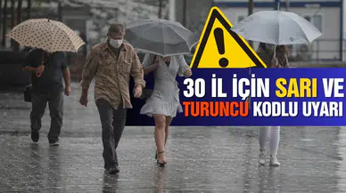 30 il için sarı ve turuncu kodlu uyarı
