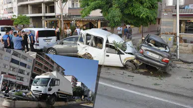 Yozgat'ta feci kaza: Kamyonun freni patladı 8 araca çarptı!