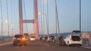 Osmangazi Köprüsü'nde araçların lastikleri aynı anda patladı!
