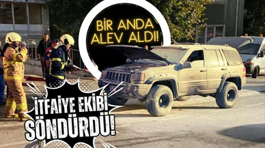 Seyir halindeki cip yandı!