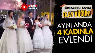Türkmenistan'da bir adam aynı anda 4 kadınla evlendi