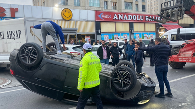 'Dur' ihtarına uymayan otomobil takla attı!