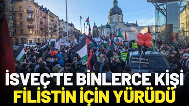 İsveç'te binlerce kişi Filistin'e destek için yürüdü