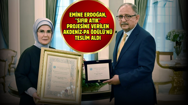 Emine Erdoğan, "Sıfır Atık" projesine verilen AKDENİZ-PA Ödülü'nü teslim aldı