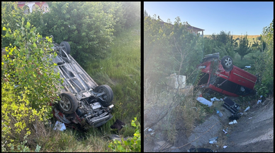 Sivas'ta hafif ticari araç, şarampole devrildi: 1'i ağır, 6 yaralı