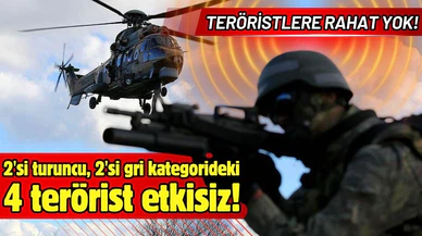 Farklı kategorilerde aranan 4 terörist etkisiz!